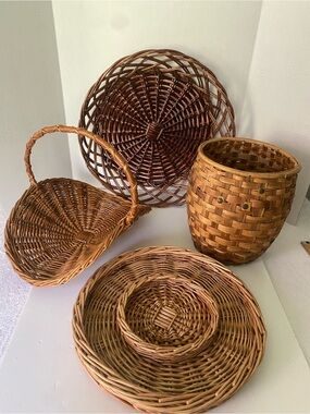Collection of 4 Larger Baskets Various Shapes/Sizes